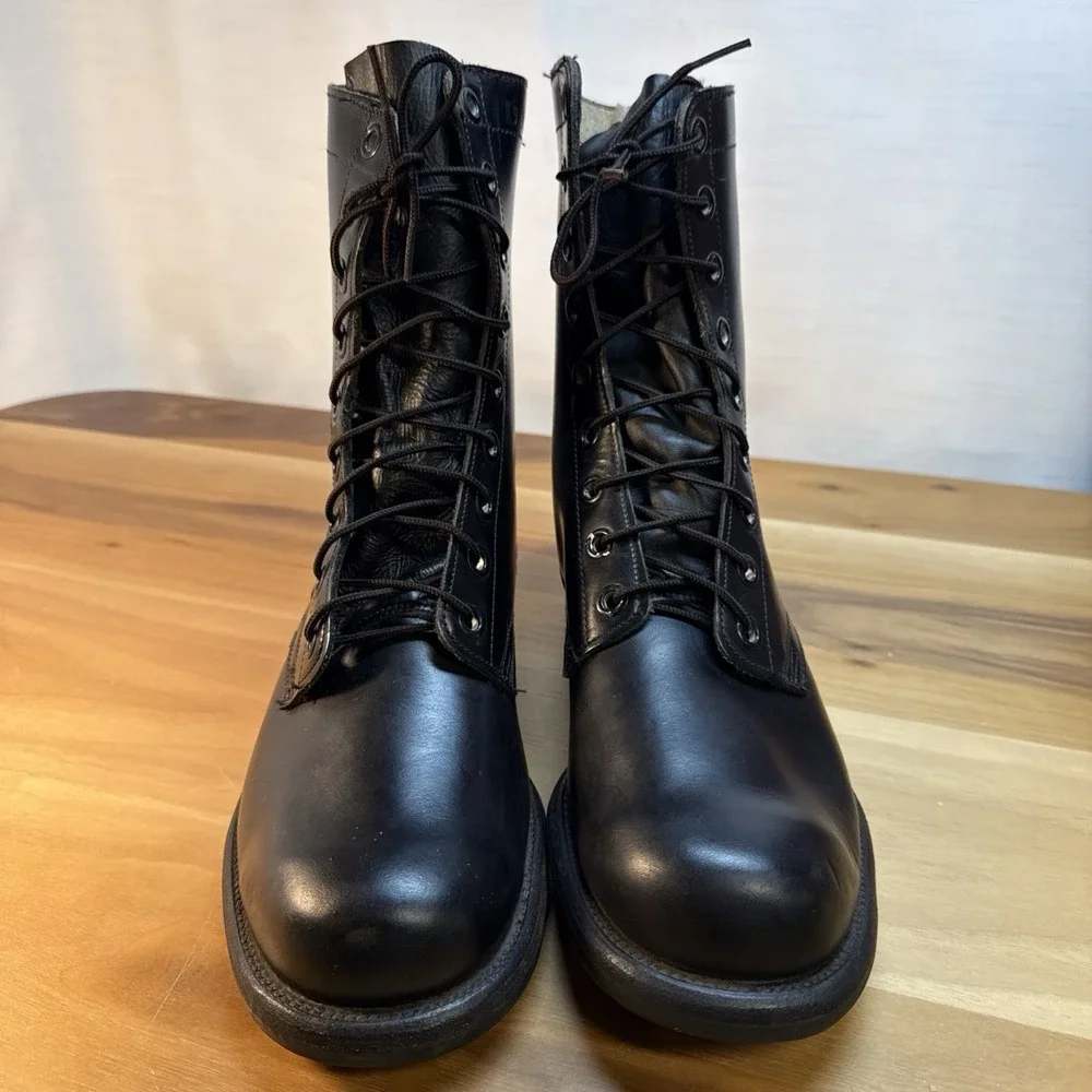 VTG Biltrite Vietnam 1960s US Army Combat Jump Boots Black Leather 9W FZ  10-66